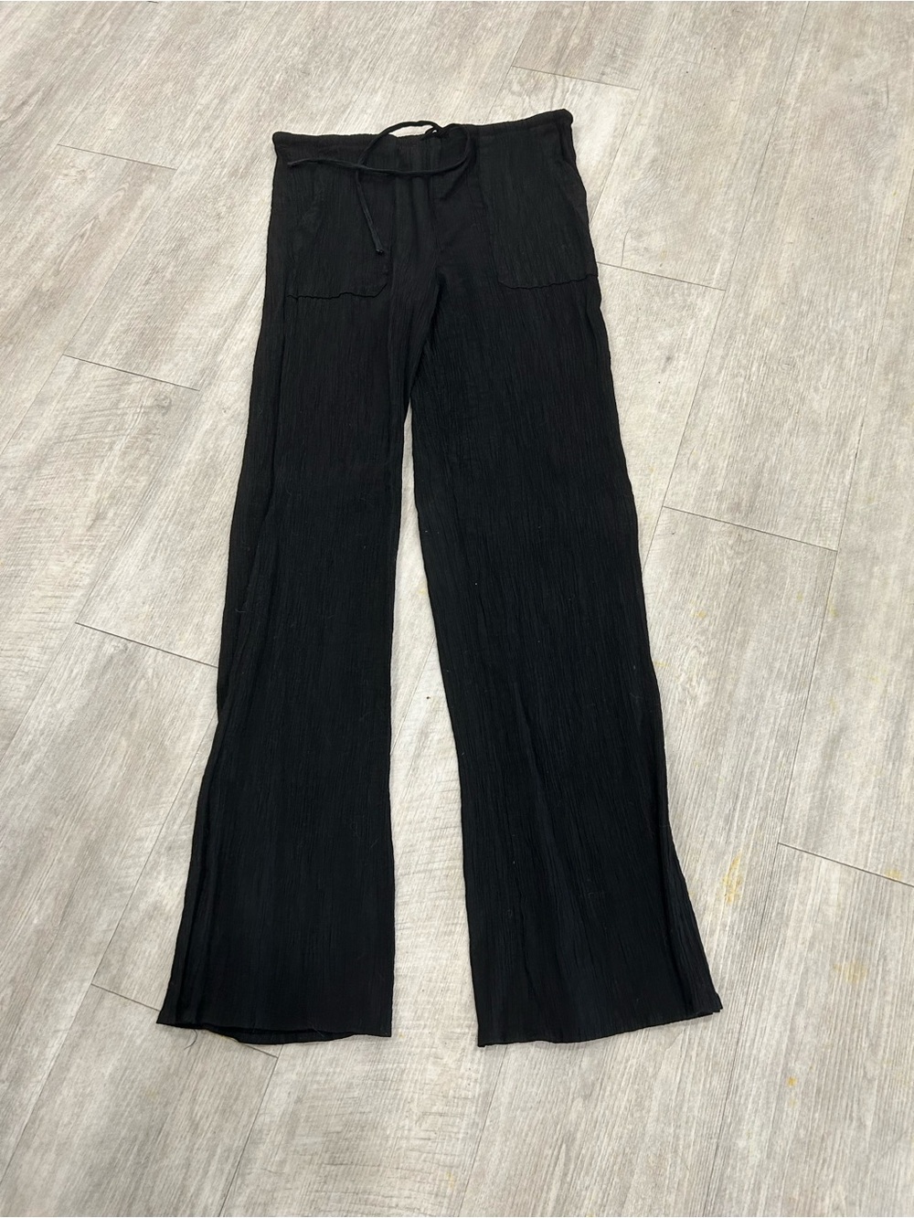 Zara Black Wide-Leg Drawstring Trousers